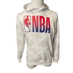 NBA NEW Hoodie Sweatshirt Men’s Small Basketball White Spell Out